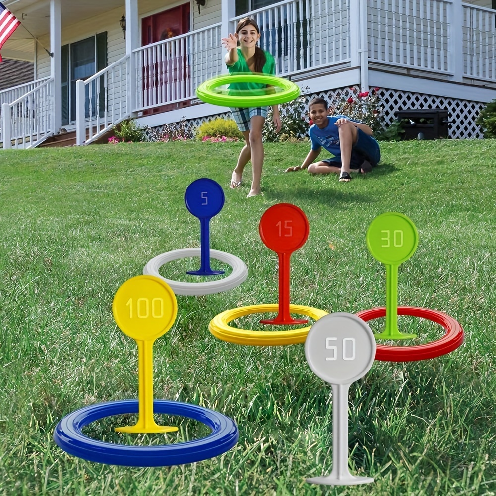 24pcs Plastic Toss Rings Kids Ring Toss Game for Kindergarten Garden Backyard Outdoor Games (Random Color)