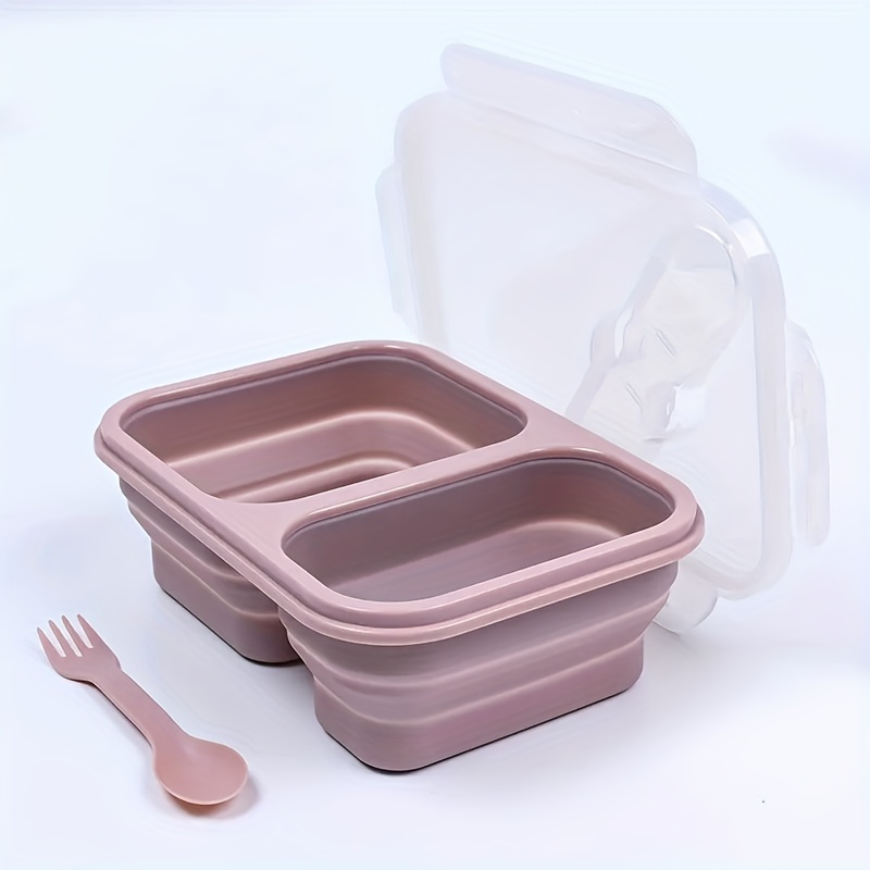 Collapsible Food Container with 2 Compartment, Includes Double