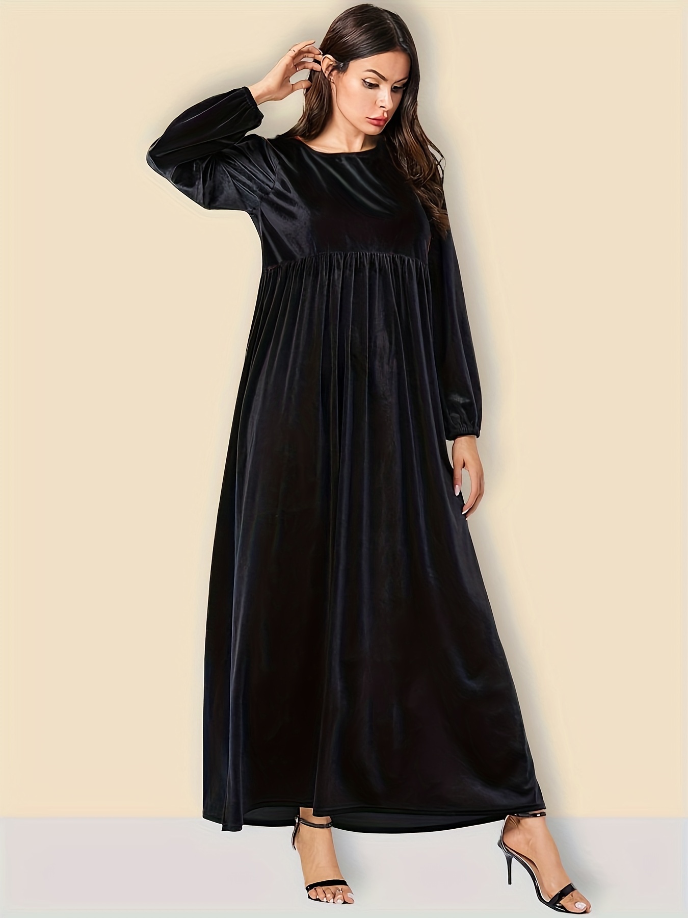 Long sleeve 2024 velvet swing dress