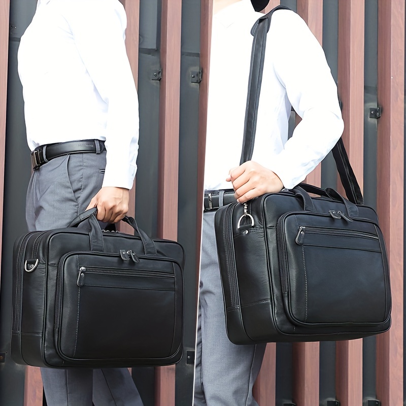 Men Leather Office Bag Vintage Man Briefcase Leather Laptop Temu