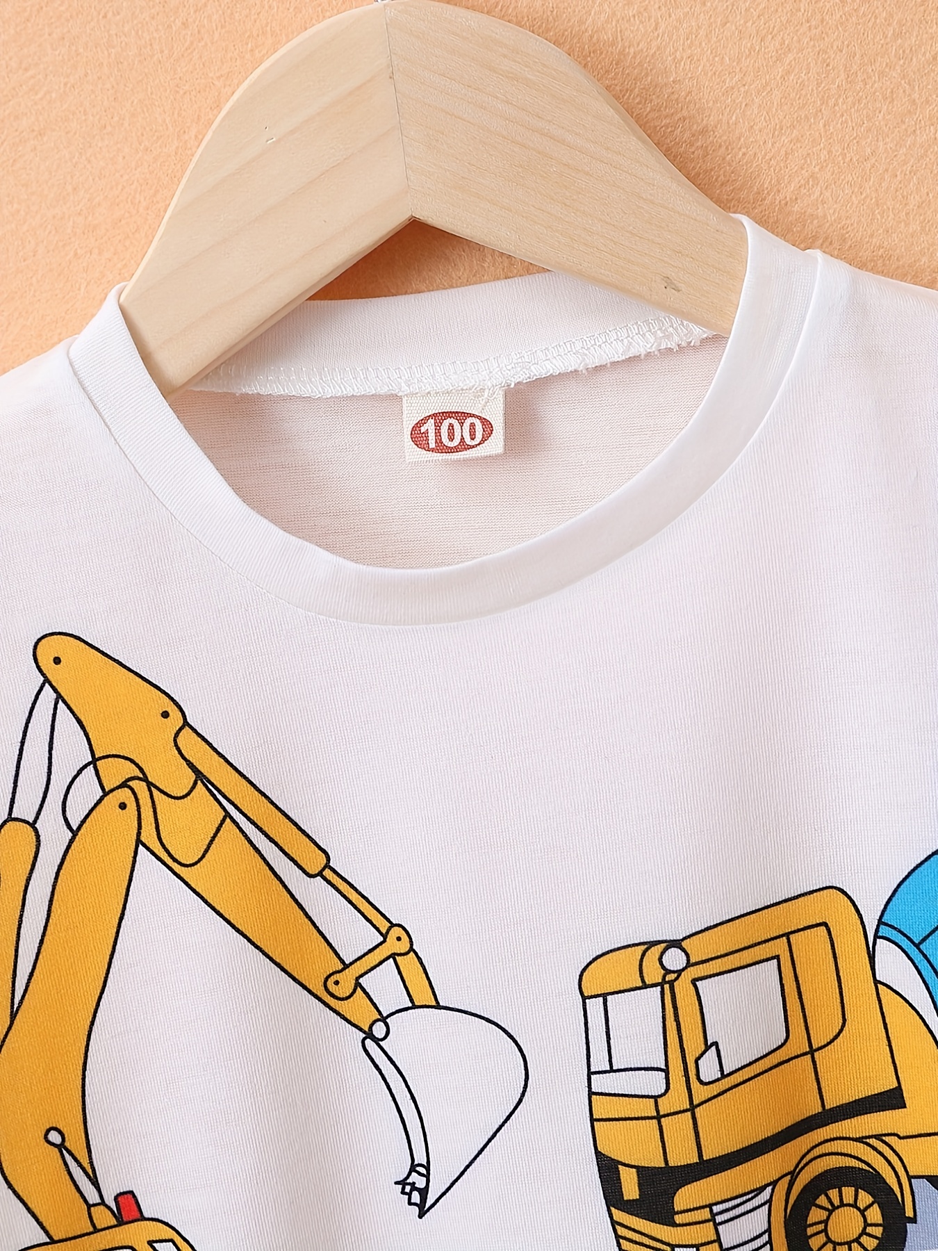 Boys Cartoon Excavator T Crew Short Temu Sleeves - Tee Top shirt