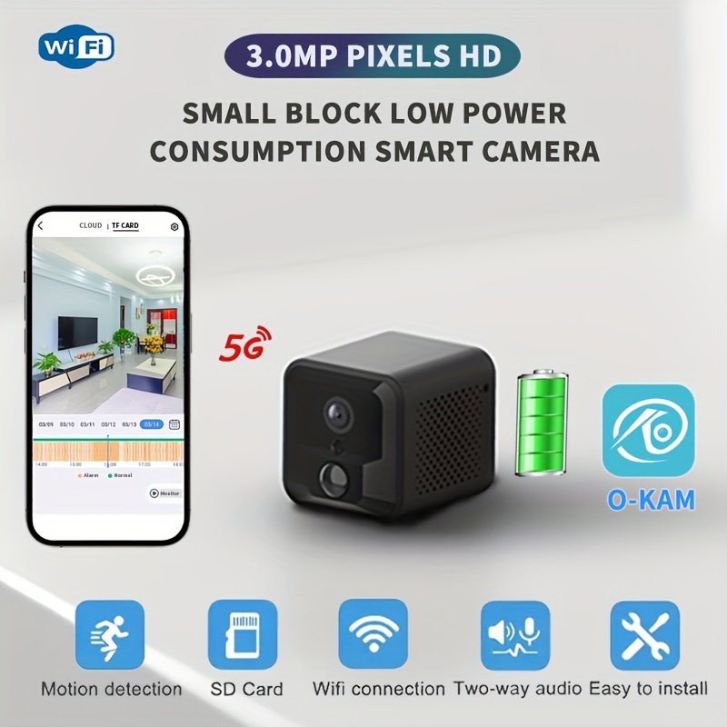 Mini cámara espía wifi, batería de larga duración y función de