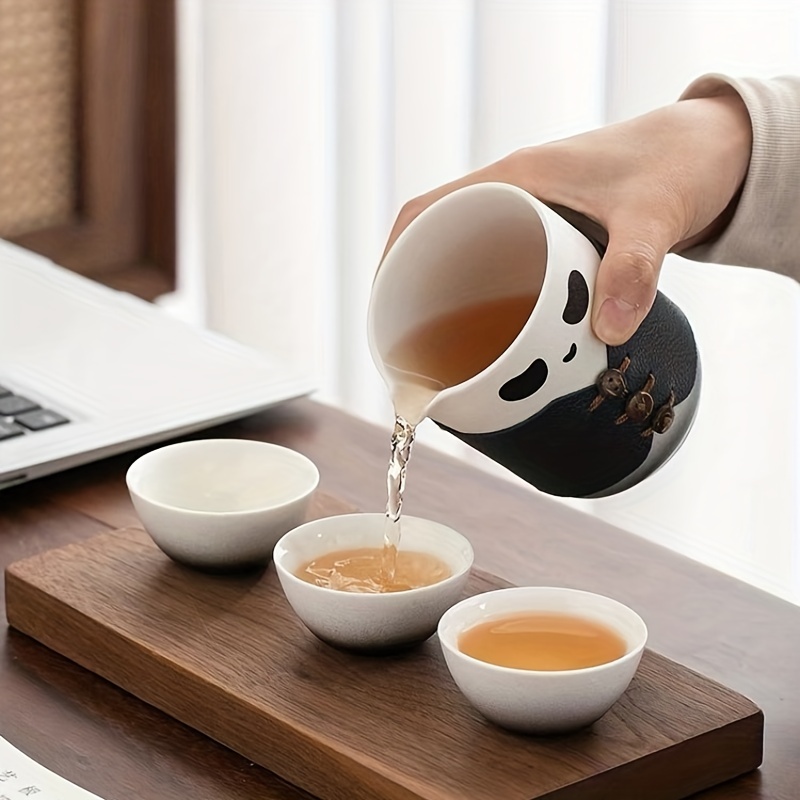 Kungfu Panda Travel Tea Set: Portable Tea Kit with Cup, Infuser, and Lid