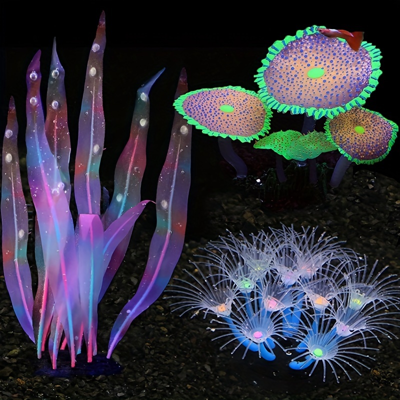 Vibrant Glow Corals And Plants Soft Silicone Flowers For - Temu