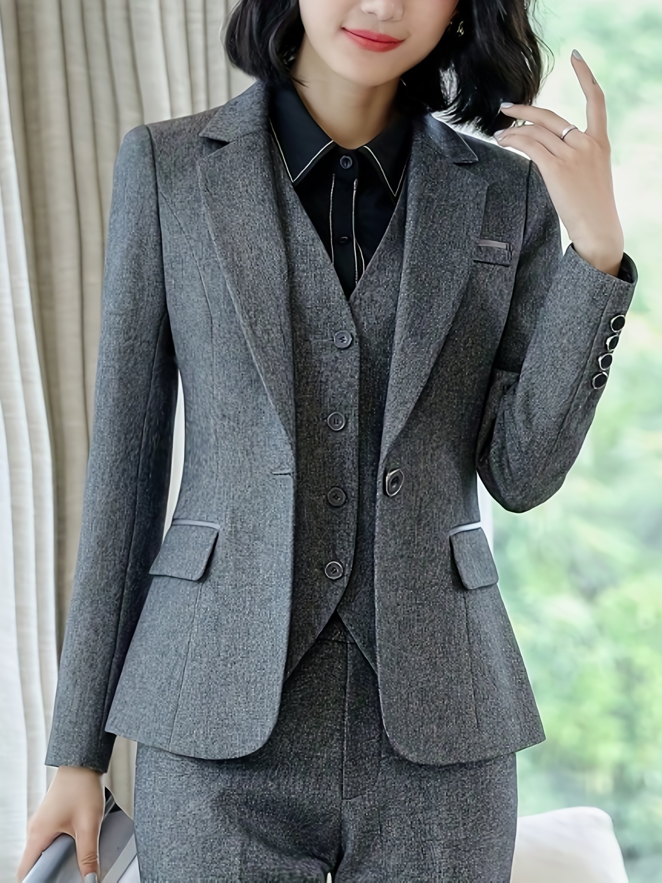 Elegant Business Office Work Women Lady Solid Button Suit Jacket