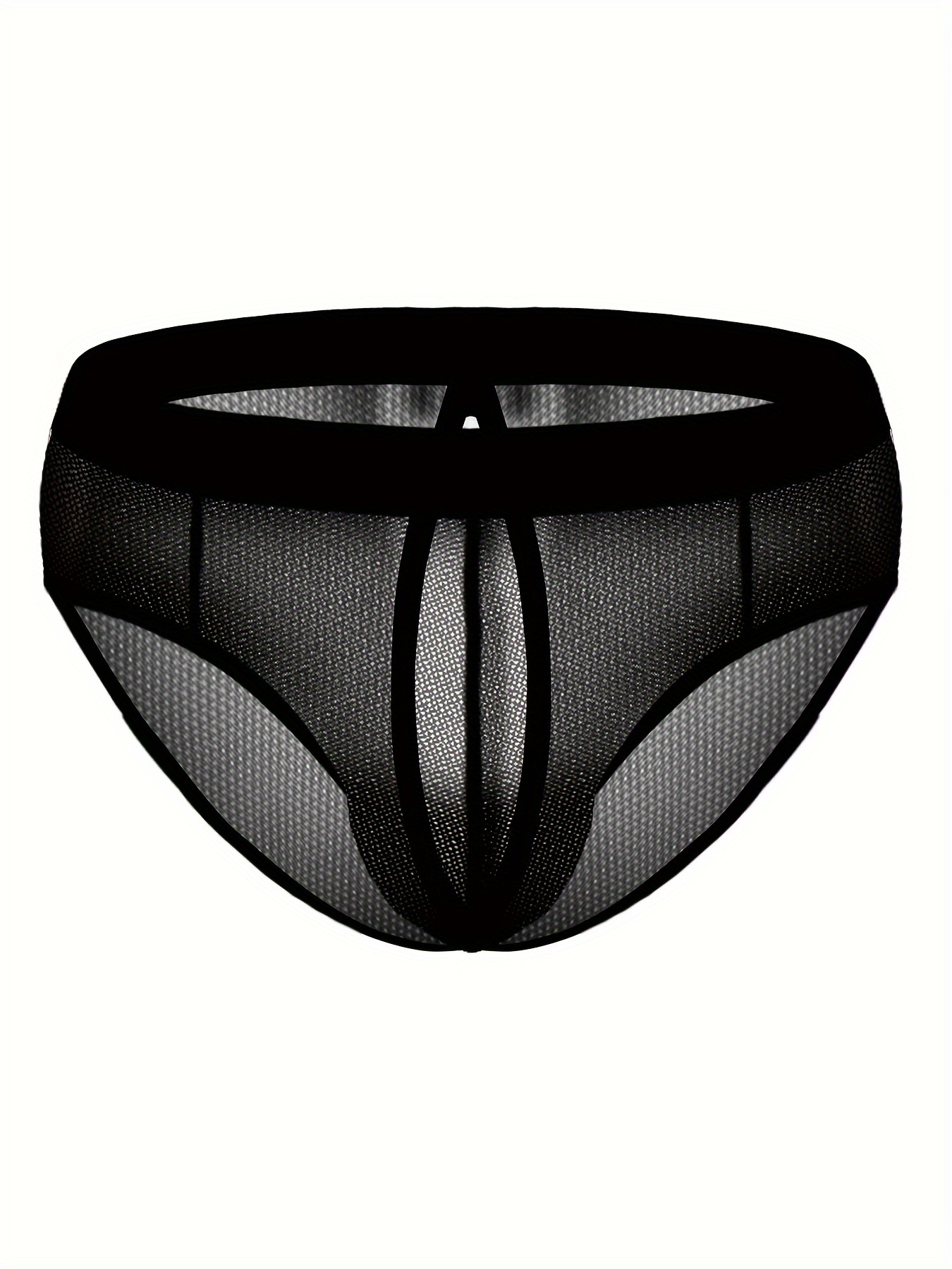 Buy Sizzling Black Power Net Solid Crotchless Briefs For Men