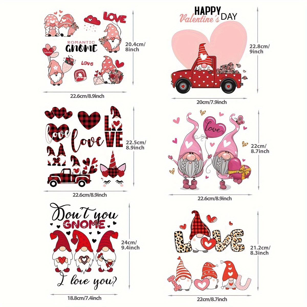  Valentine's Day Iron on Patches for Clothing, 6 Sheets