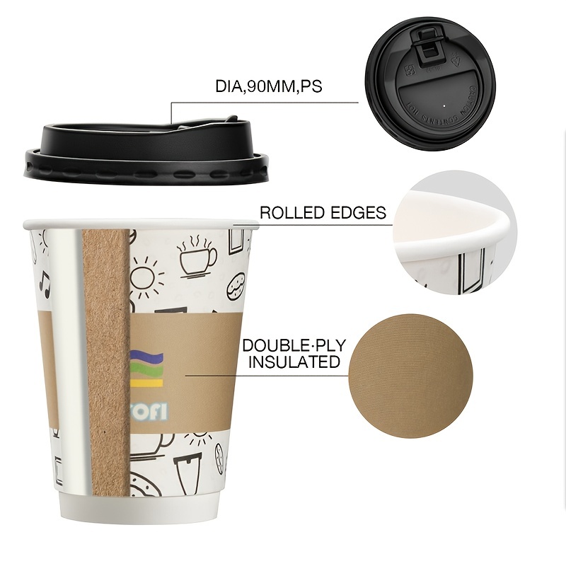 50 Packs 8 Oz Disposable Coffee Cups For Hot Drink, Water, Juice For Party,  Picnic, Travel, And Events (Without Lids)