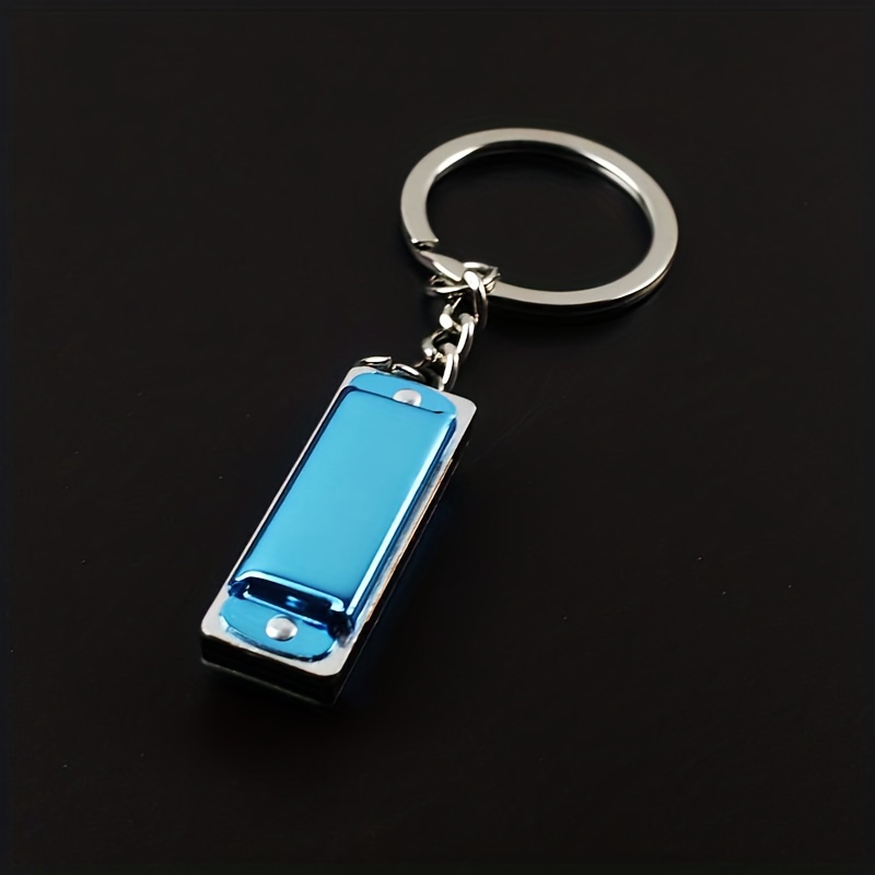 Mini Colorful Harmonica Keychain, Metal Key Ring Pendant