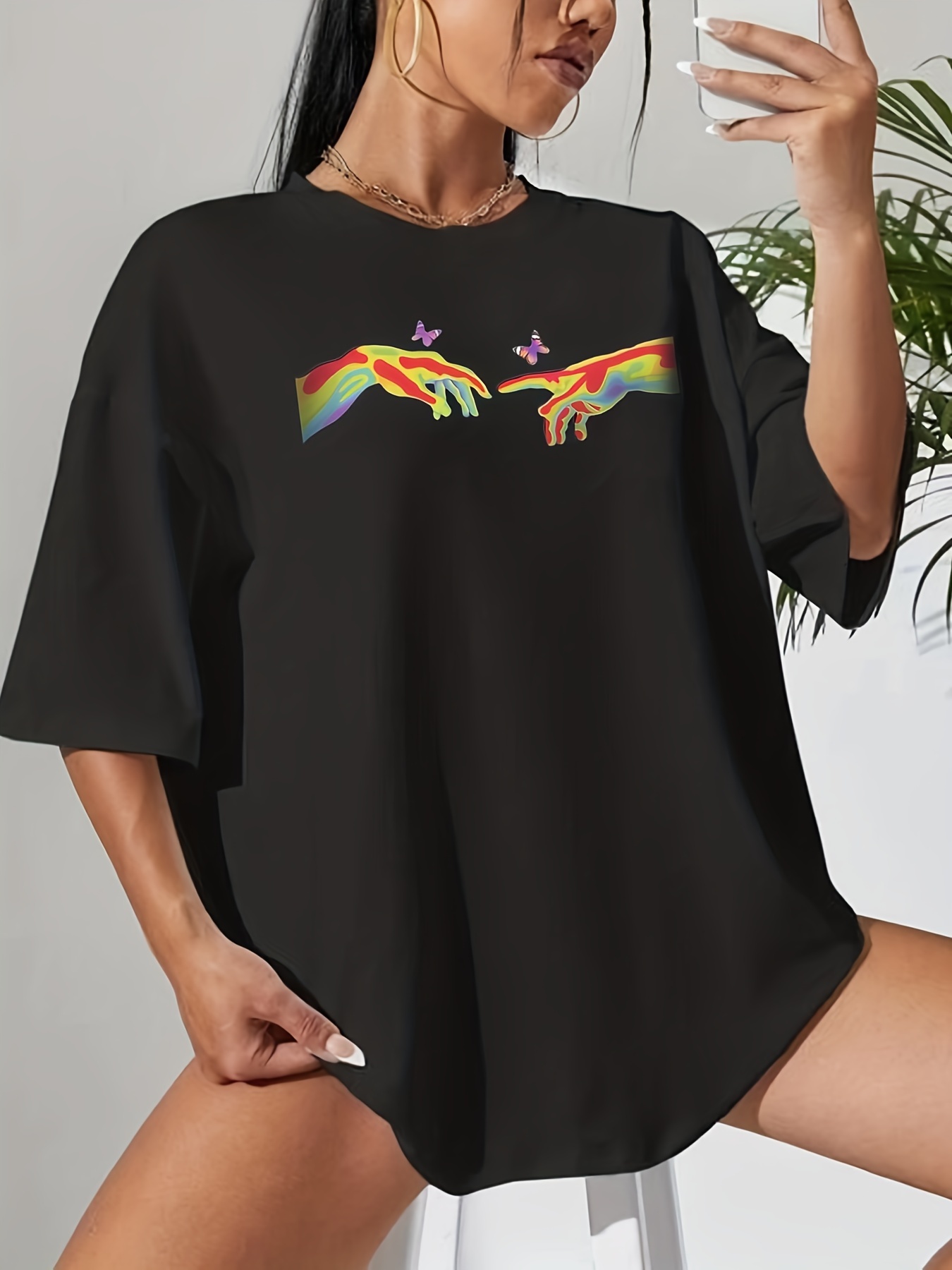 Oversized T Shirt for Women Tie Dye Print Tops Short  