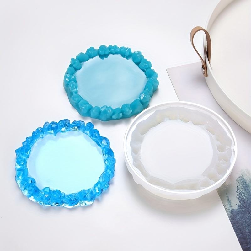 1pc 4 In 1 Crystal Epoxy Resin Coaster Tray Silicone Molds Agate Geode  Resin Molds For Coaster Cup Mat Making Accessories Office Home Decoration