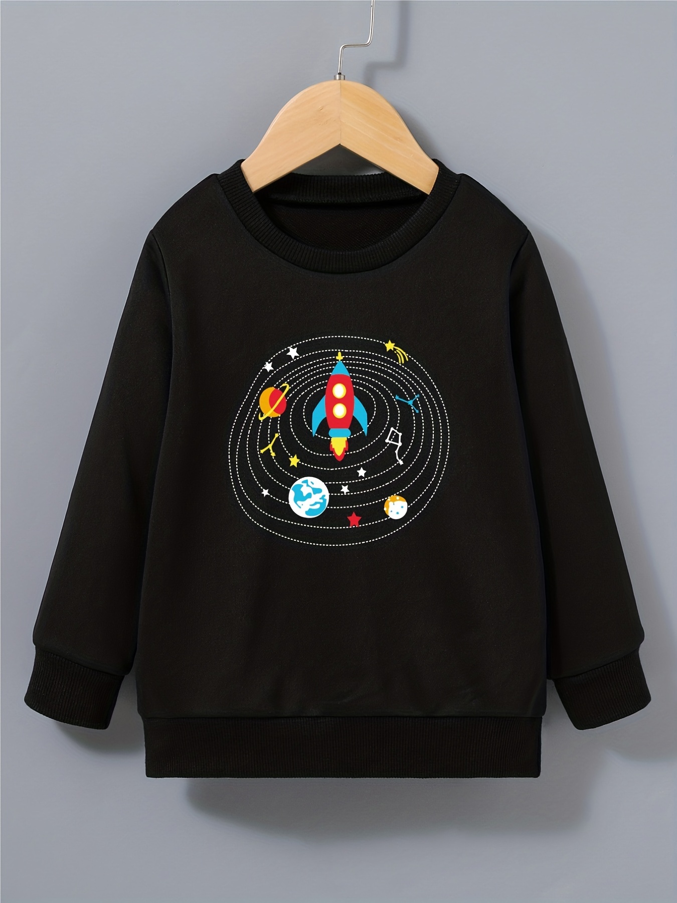 Kid Boy Alien/Space Geo Print Pullover Sweatshirt