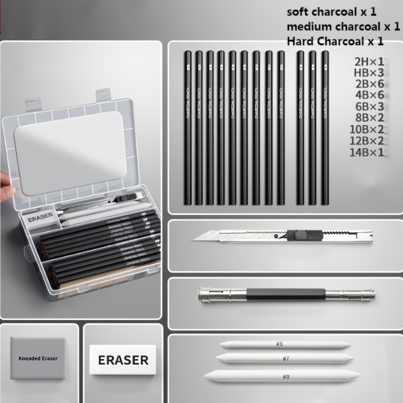 10pcs Pencil Set, Pack Of 10 Sketching Pencils, Metal Pencil Box,  Sketching, Artist Pencil, Drawing Set For Students' And Adults, Beginners