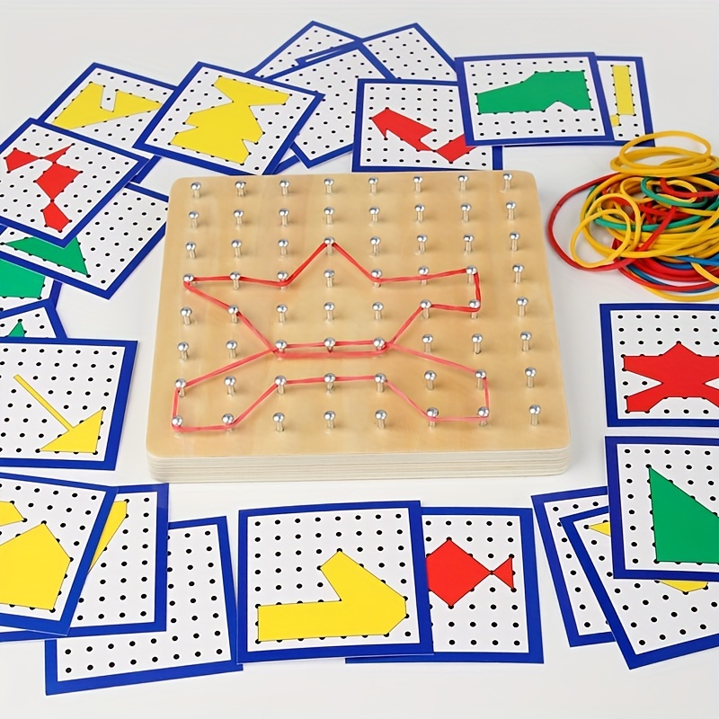 Wooden Geoboard Montessori Toys for Kids, Graphical Mathematical  Educational Toy With 30 Pattern Cards and 40 Rubber Bands, STEM Kids Toys 