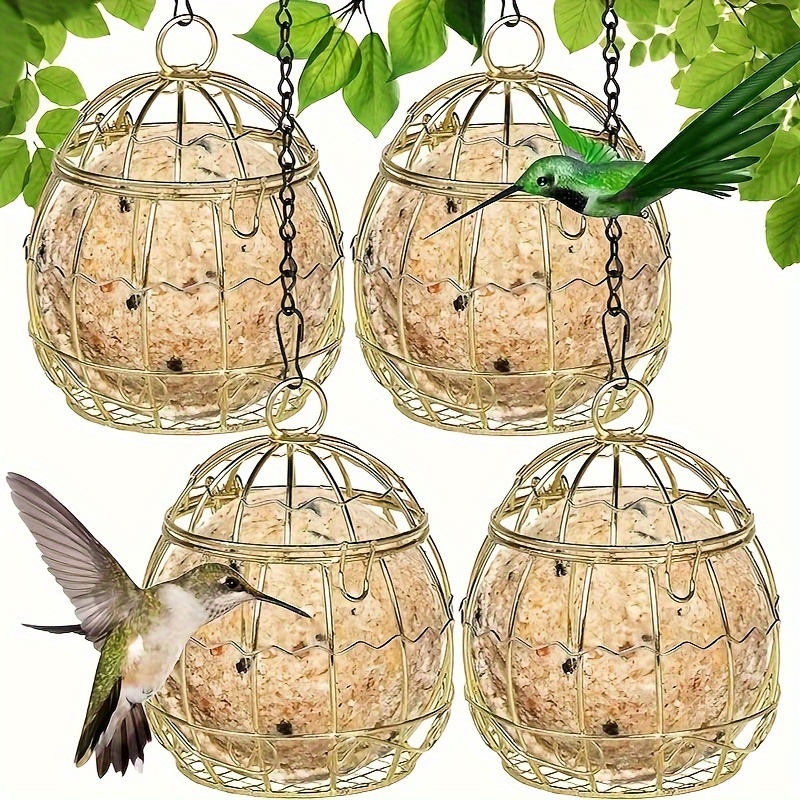 

1pc Metal Decorative Bird Feeder, Hollow Out Design For Garden And Yard, Hanging Food Dispenser For Wild Birds