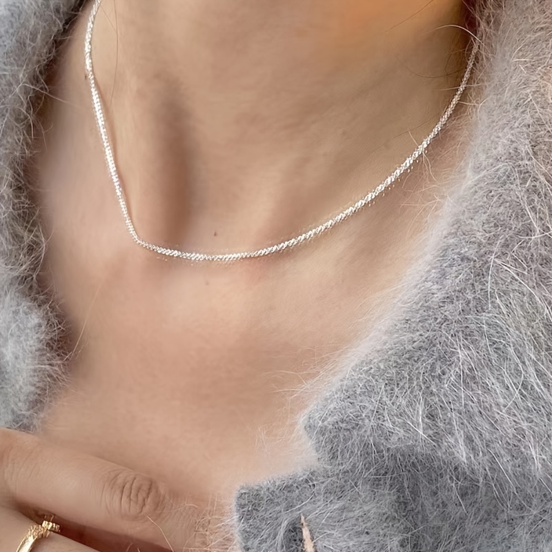 925 sterling silver necklace female silver chain without pendant 925 clavicle chain naked chain galaxy chain thin chain stacked details 6