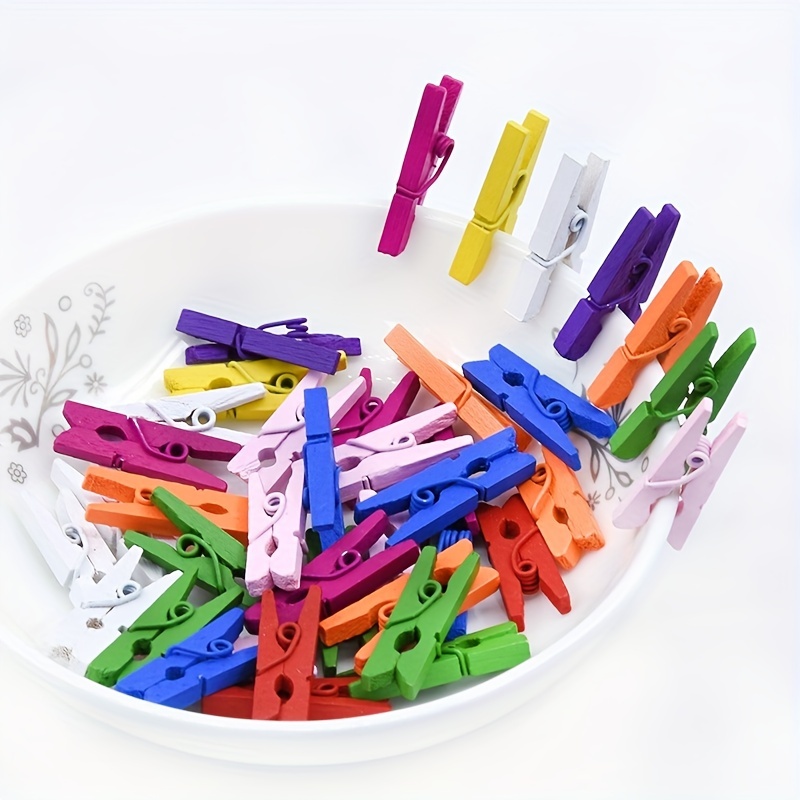 50pcs tiny clothespins Spring Hanging Clips Clamps Plastic Clothes