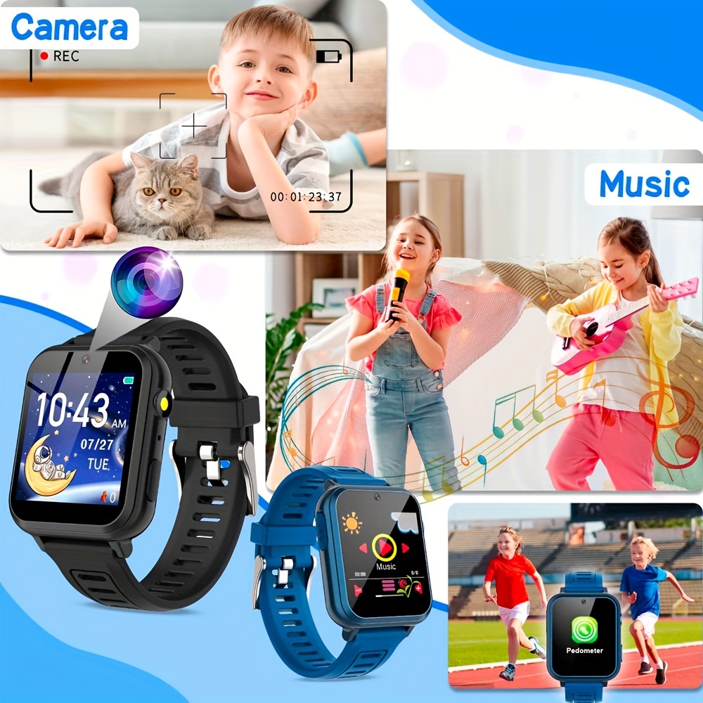 Reloj inteligente para niños y niñas, reloj inteligente para niños con  juegos de cámara, podómetro, video/reproductor de música, linternas