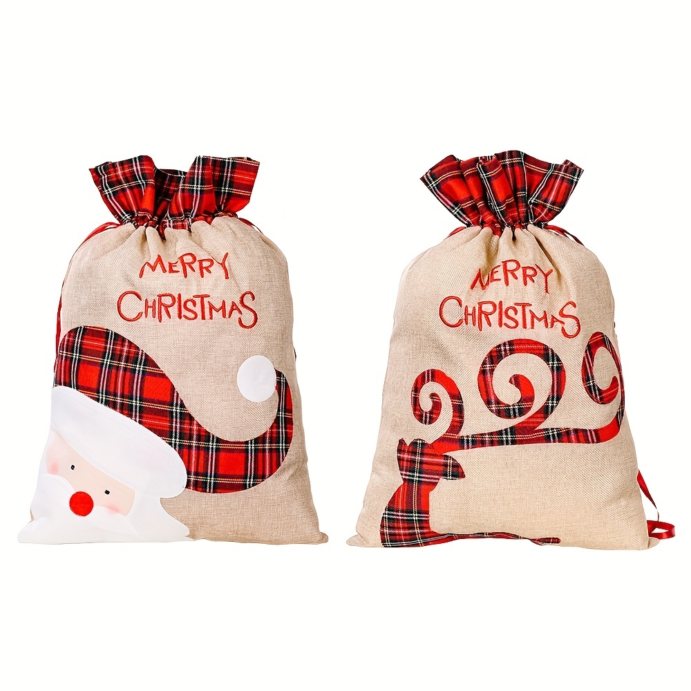 60pcs Bolsas De Cordón De Navidad Buffalo Plaid Bolsa - Temu Chile