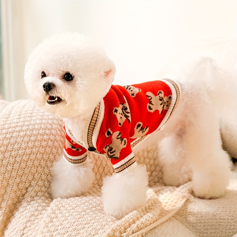 Luxury Cardigan Dog Sweaters, Winter Warm Dog Clothes, Small Dogs Clothing,  Pet Coat Jacket, Pet Items Knitted Sweater - Temu South Korea