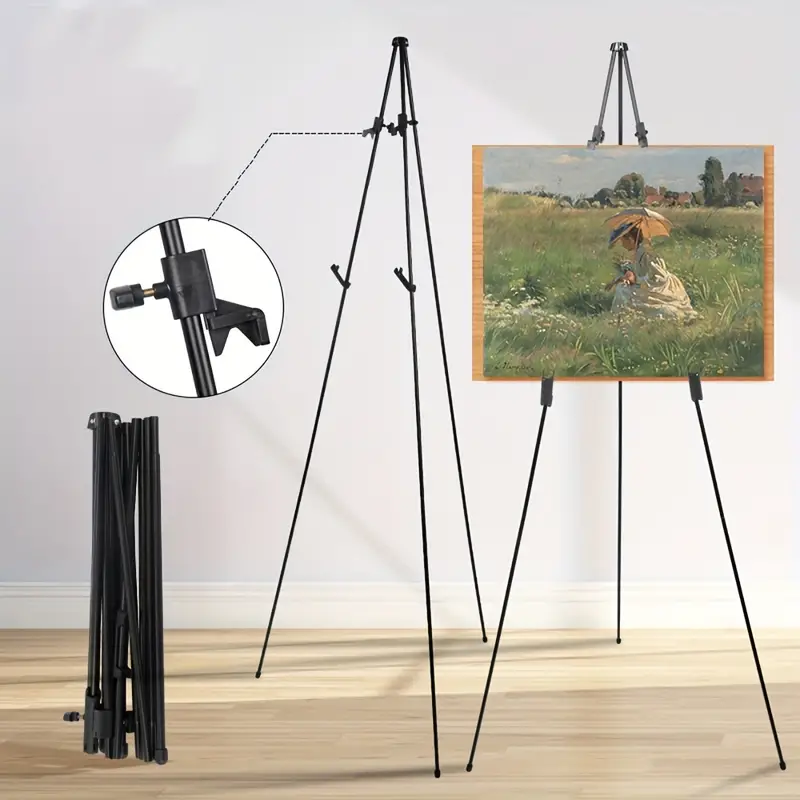 White Easel Stand for Wedding Sign, 63'' Collapsible Poster Easel, Floor  Stand for Sign, Folding Easel for Display Whiteboard, Tripod Art Easel for
