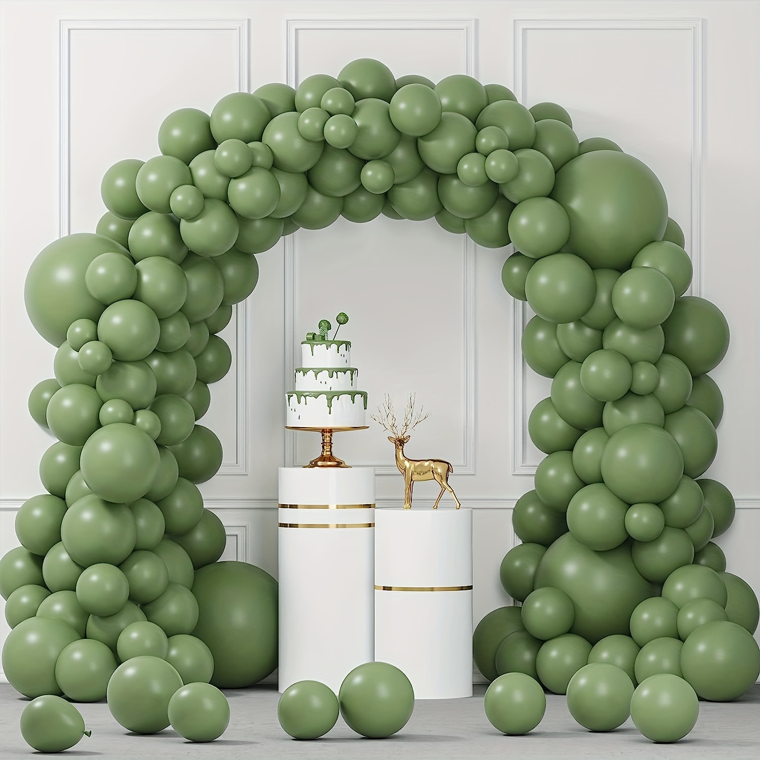 Arco Palloncini Kit Ghirlanda,Giungla Safari Palloncini Compleanno 120pezzi  Verde Salvia Marroni Verdi Limone giallo e palloncino in oro metallizzato