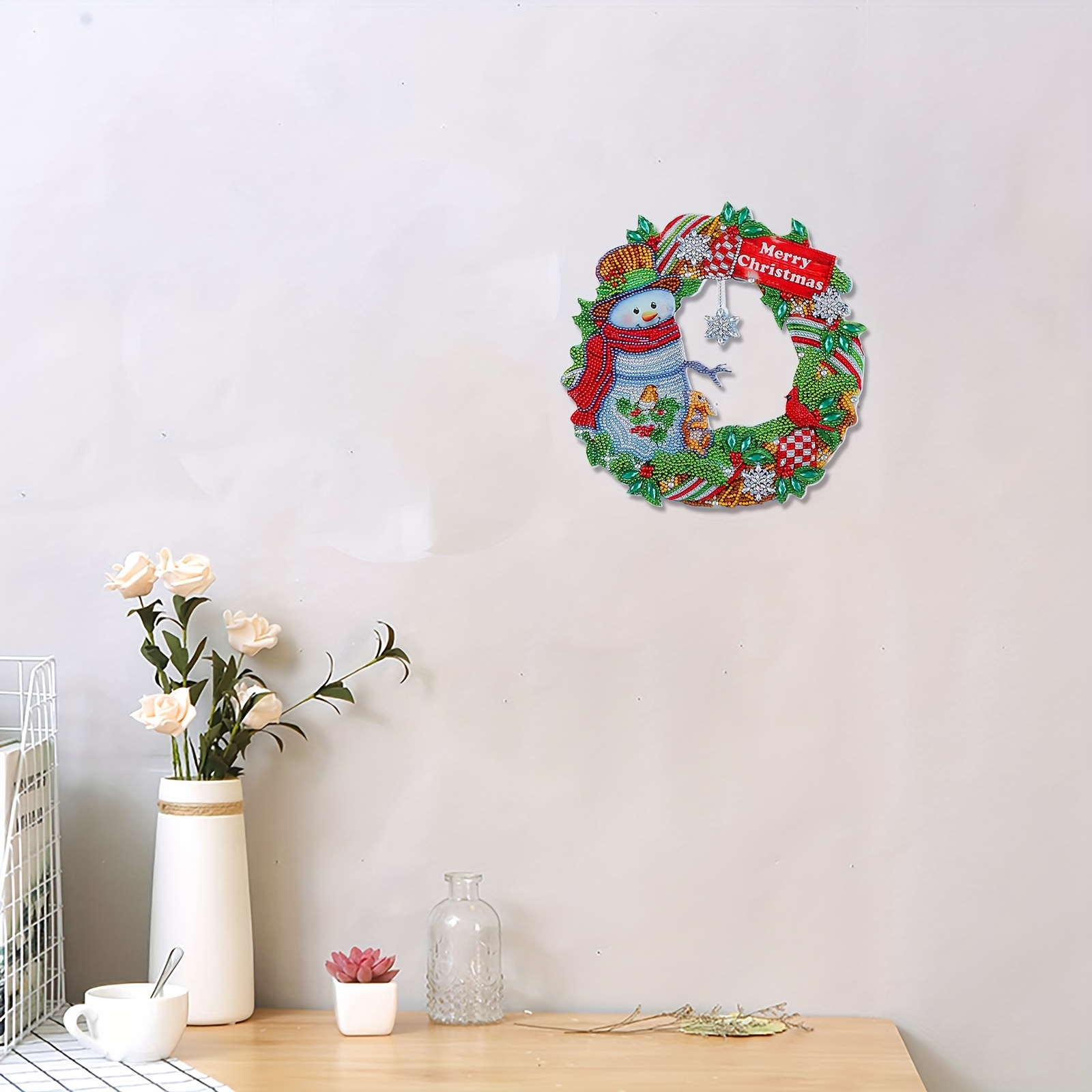 Diy 5d Christmas Snowman Wreath Diamond Painting Kits - Temu