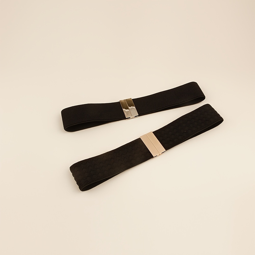 Metal Buckle Wide Belt Monochrome Stylish Stretch Waistband Women's Dress Corset Waist Decoration Girdle