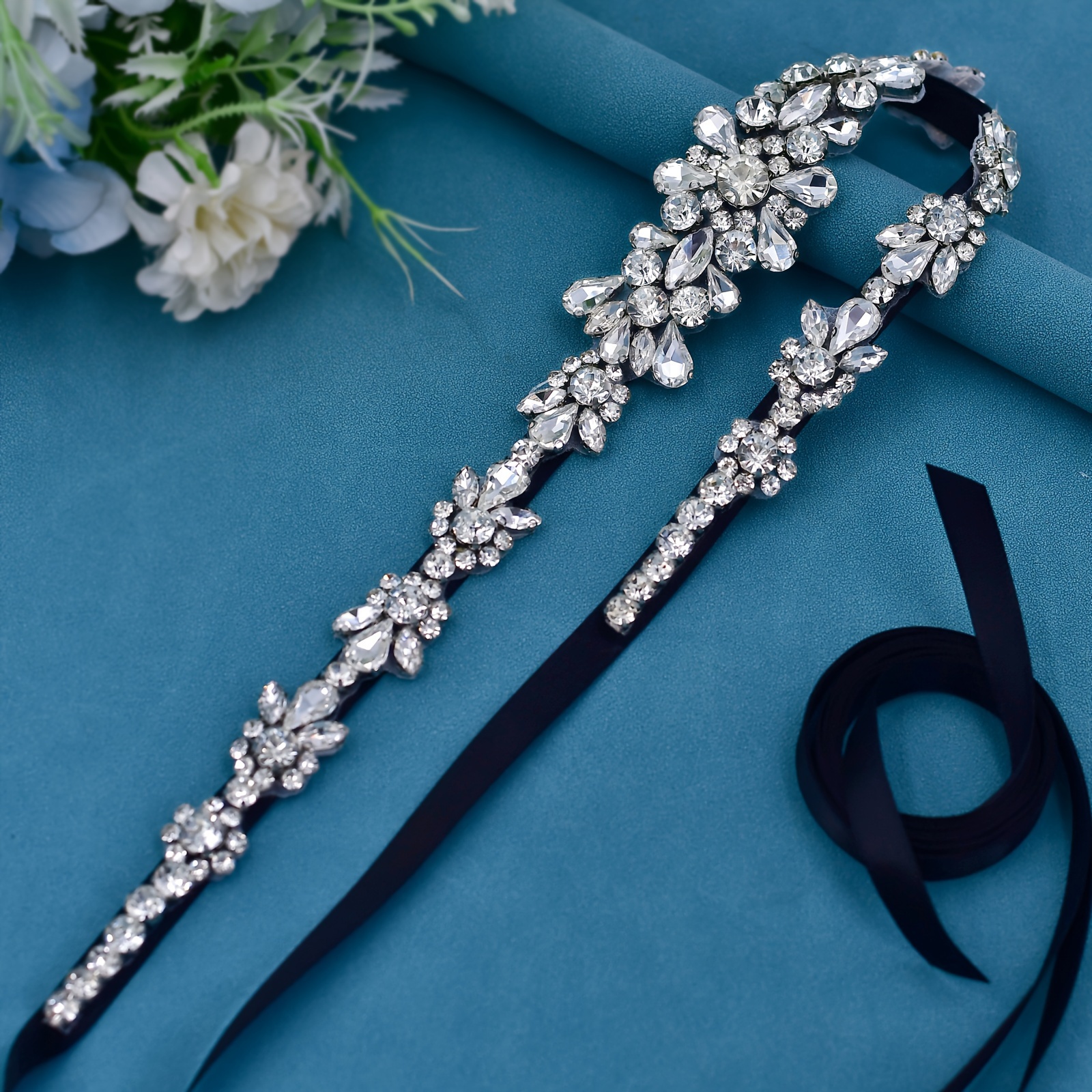 Elegant Shiny Rhinestone Bridal Belts Trendy Ribbon Lace - Temu