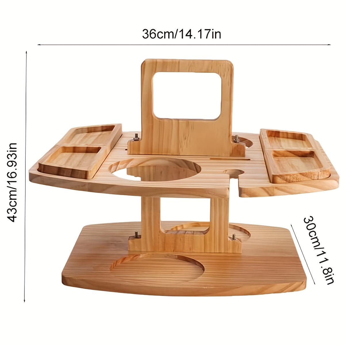 Portable Wine Tray Hanging Wine Glasses Fruit Tray Wooden Picnic Drink  Snack Table Outdoor Camping Table