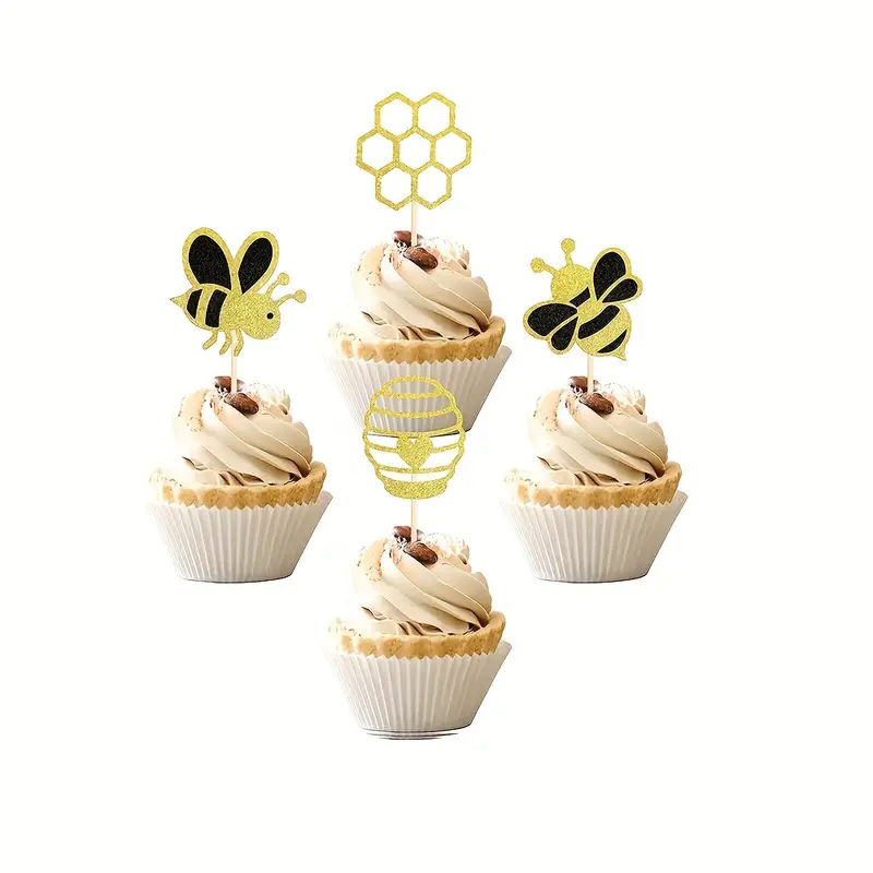 Bumble Bee Cupcake Toppers Glitter Bee Gender Reveal Honeycomb Cupcake  Topper Birthday Party Cake Decorations Supplies - Temu New Zealand