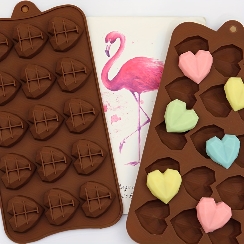 15 Cavity Diamond Heart Silicone Chocolate Mold Diy Cake - Temu