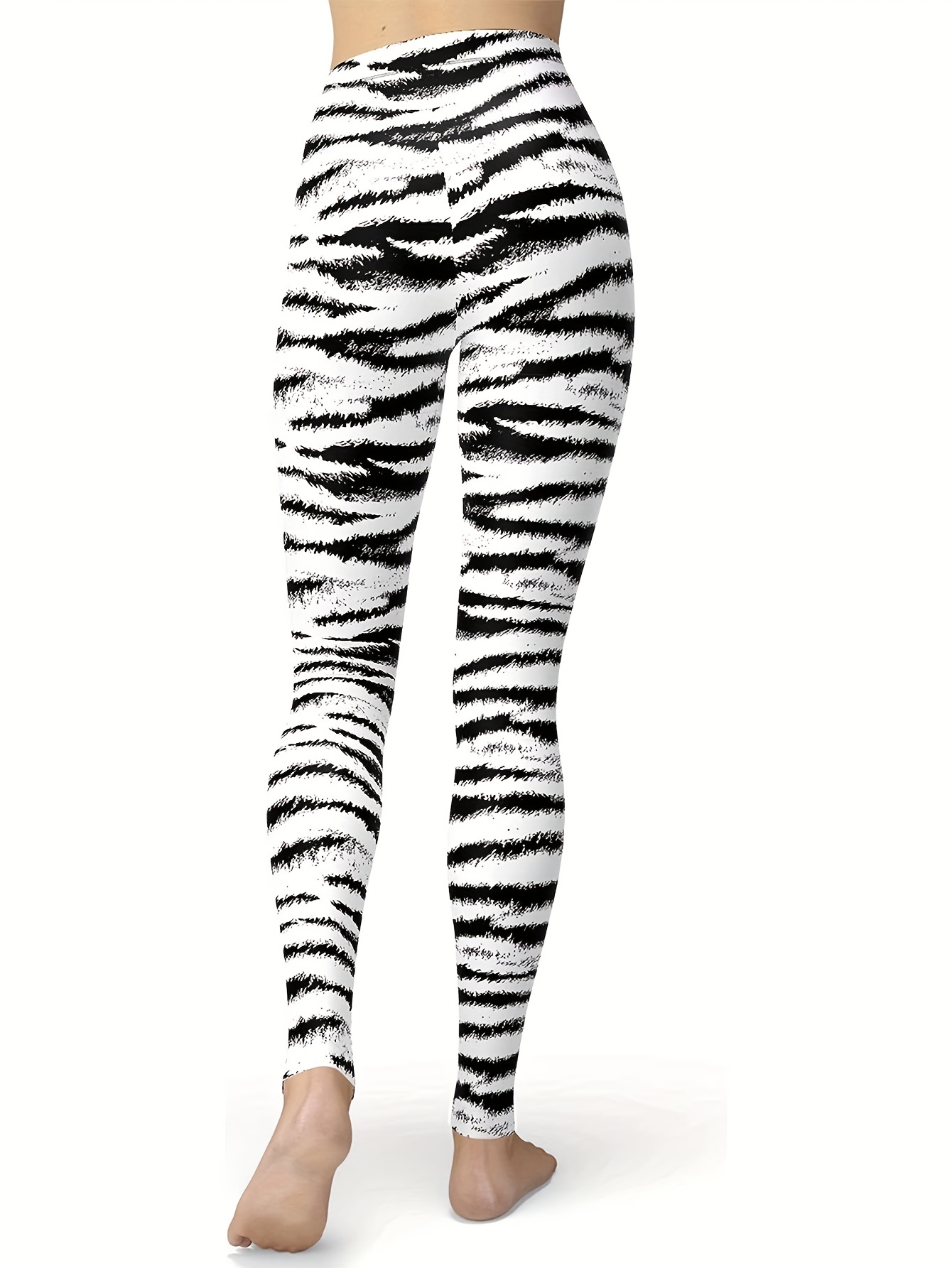 Cow Print Leggings, Black and White, Cow Tights, High-waisted
