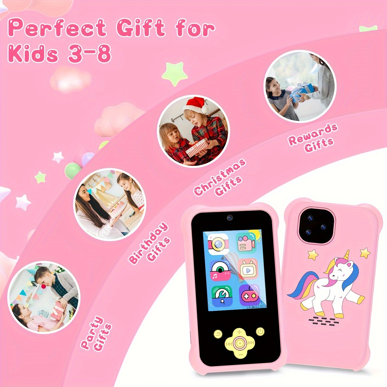 Kids Toy Smartphone, Gifts and Toys for Girls Boys Ages 3-8 Years Old, Fake  Play Unicorn Toy Phone with Music Player Dual Camera Puzzle Games