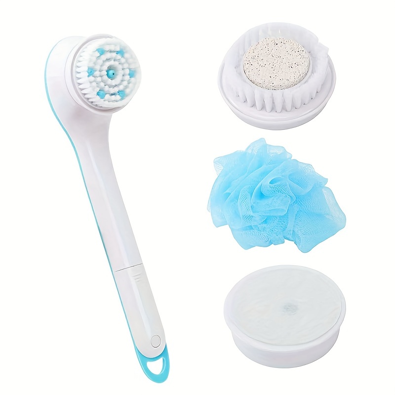Cepillo eléctrico para el cuerpo de ducha, cepillo de espalda 5 en 1, mango  largo para cepillo de ducha, utilizado para limpieza corporal, masaje