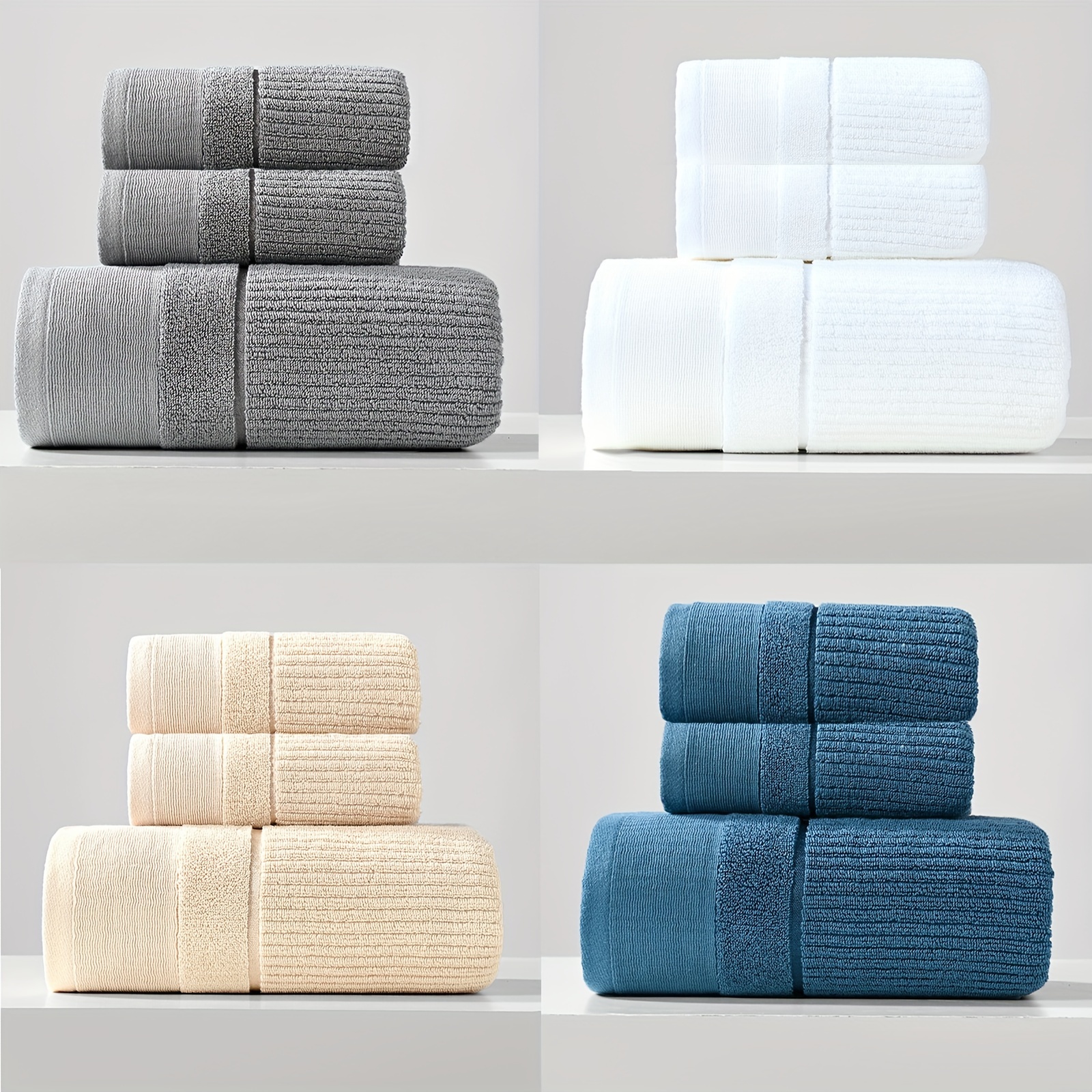 Solid Color Cotton Towels Set, With 2 Bath Towels 2 Hand Towels 4  Washcloths, Premium Bath Towels Set, Highly Absorbent Quick Drying Towels,  Perfect For Daily Use, Bathroom Supplies - Temu