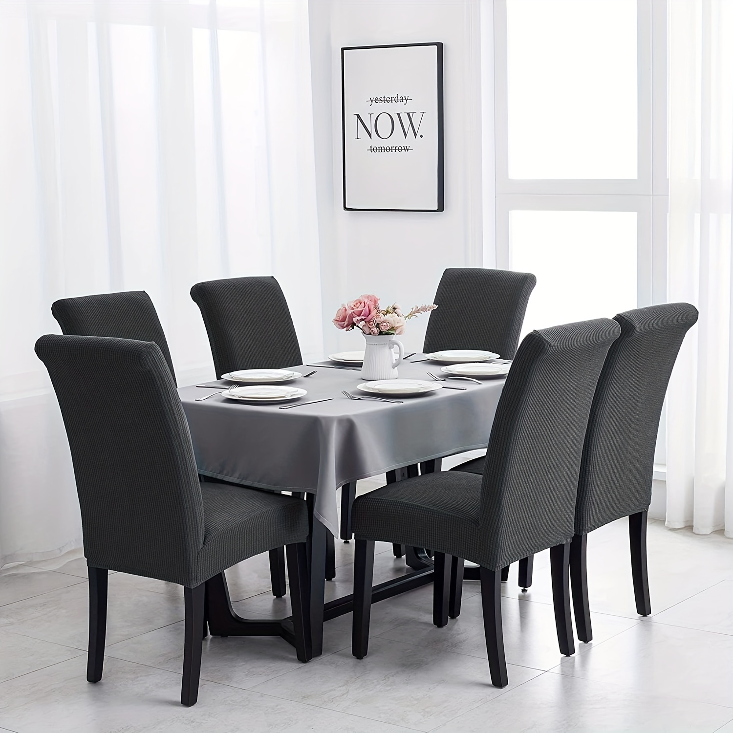 

Your Dining Room With 4/6pcs Polar Fleece Chair Covers!