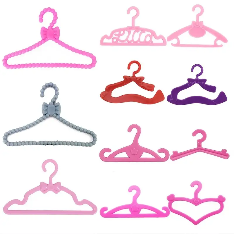 Lot Mix Style Dolls Hangers Dress Clothes Holder Cute Accessories