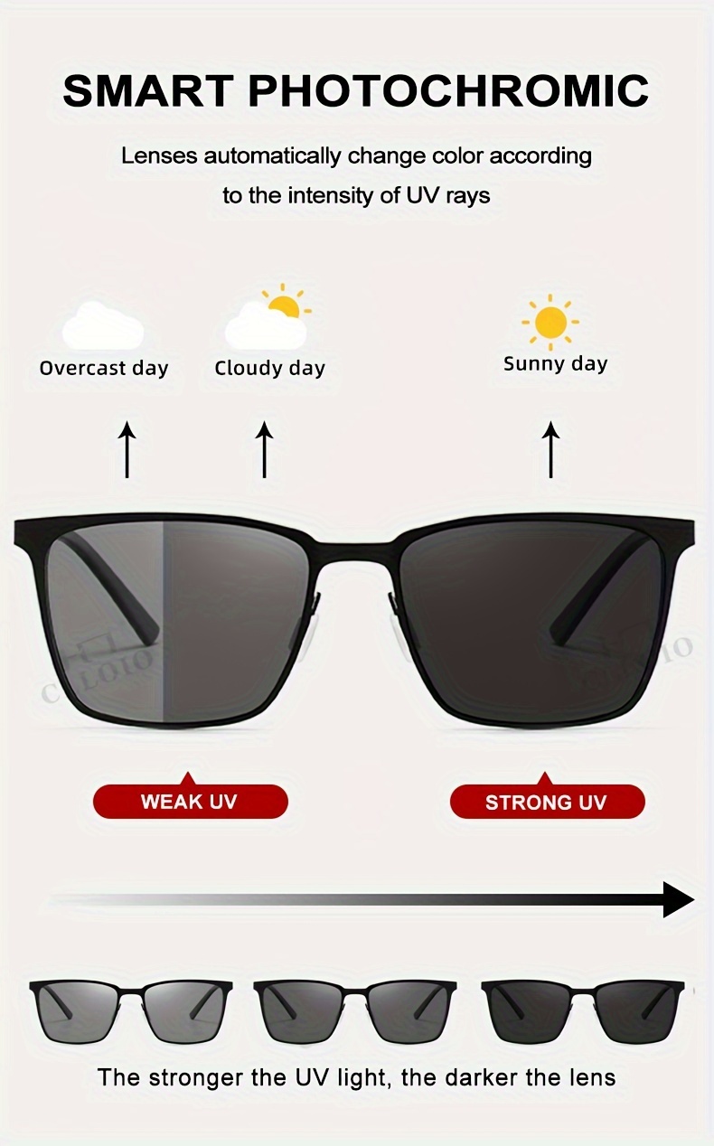 Clloio 1pc Mens Trendy High Quality Photochromic Sunglasses Mens Polarized  Sunglasses Anti Glare Driving Glasses - Jewelry & Accessories - Temu Austria