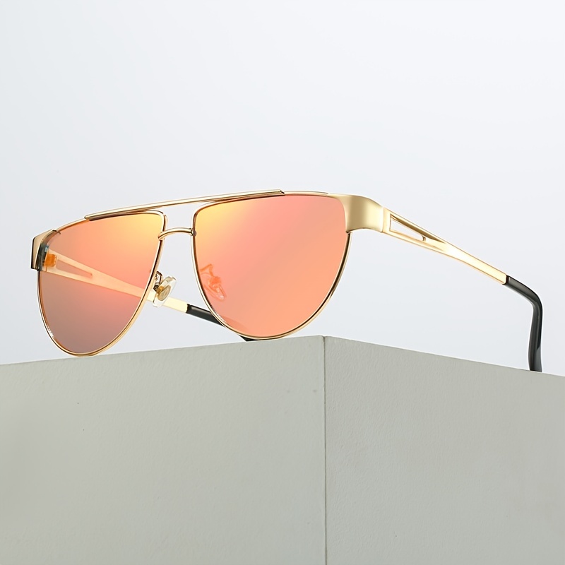Hbk Fashion Metal Gradient Sunglasses Men Double Bridge Style Men
