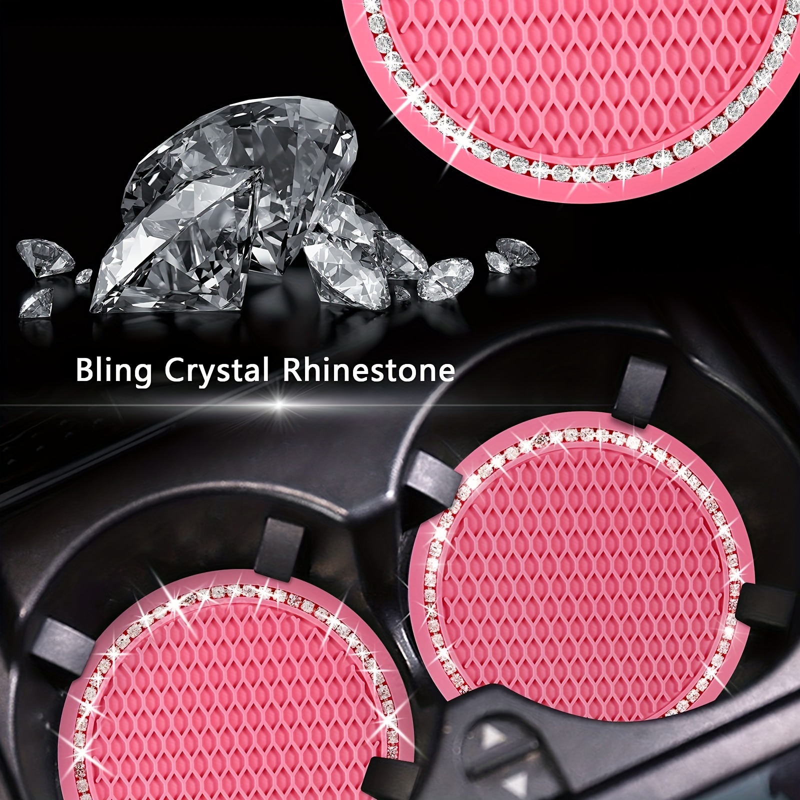 Car Cup Coaster Crystal Rhinestone Car Interior Accessories - Temu