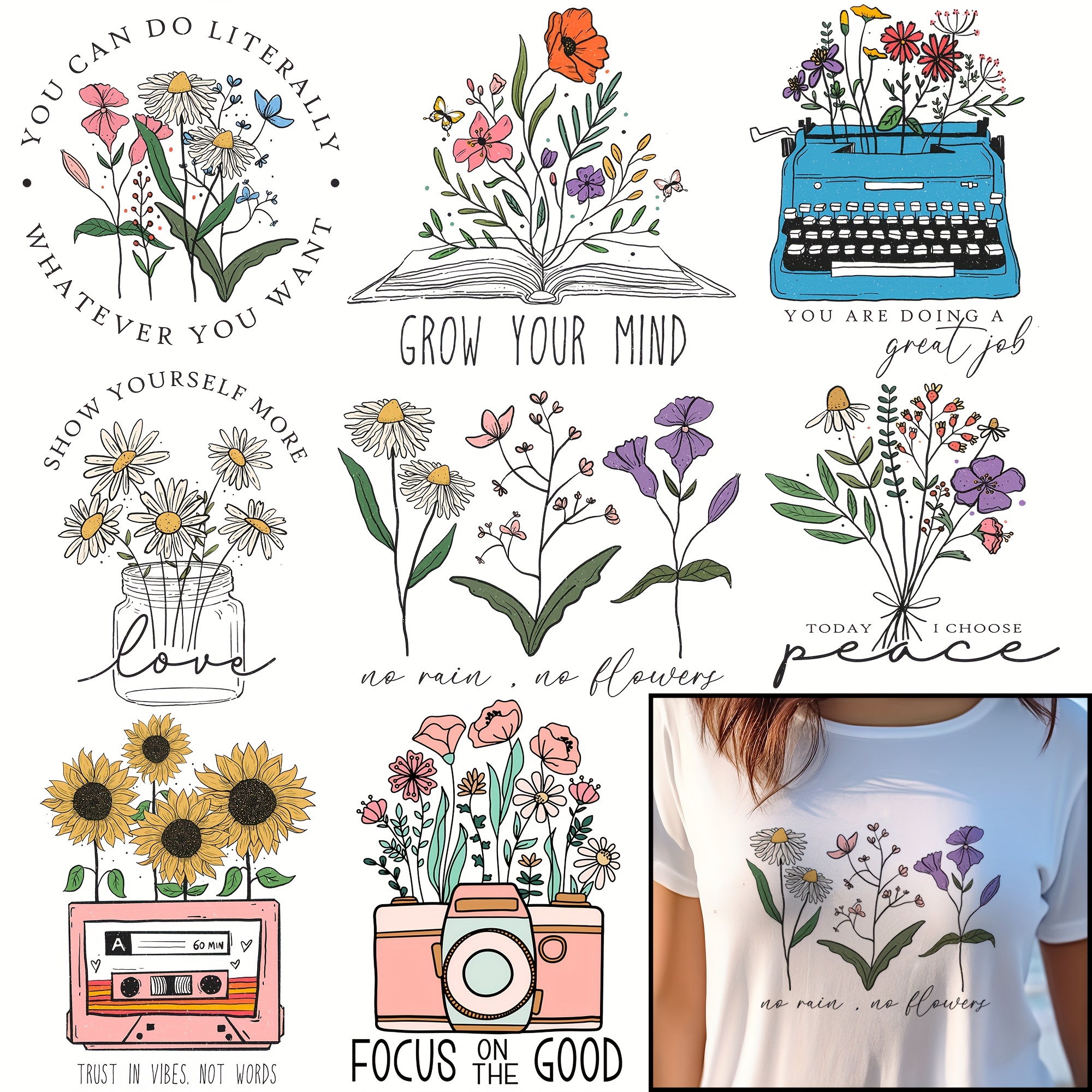 Flowers Iron-On Clothing Labels Pack