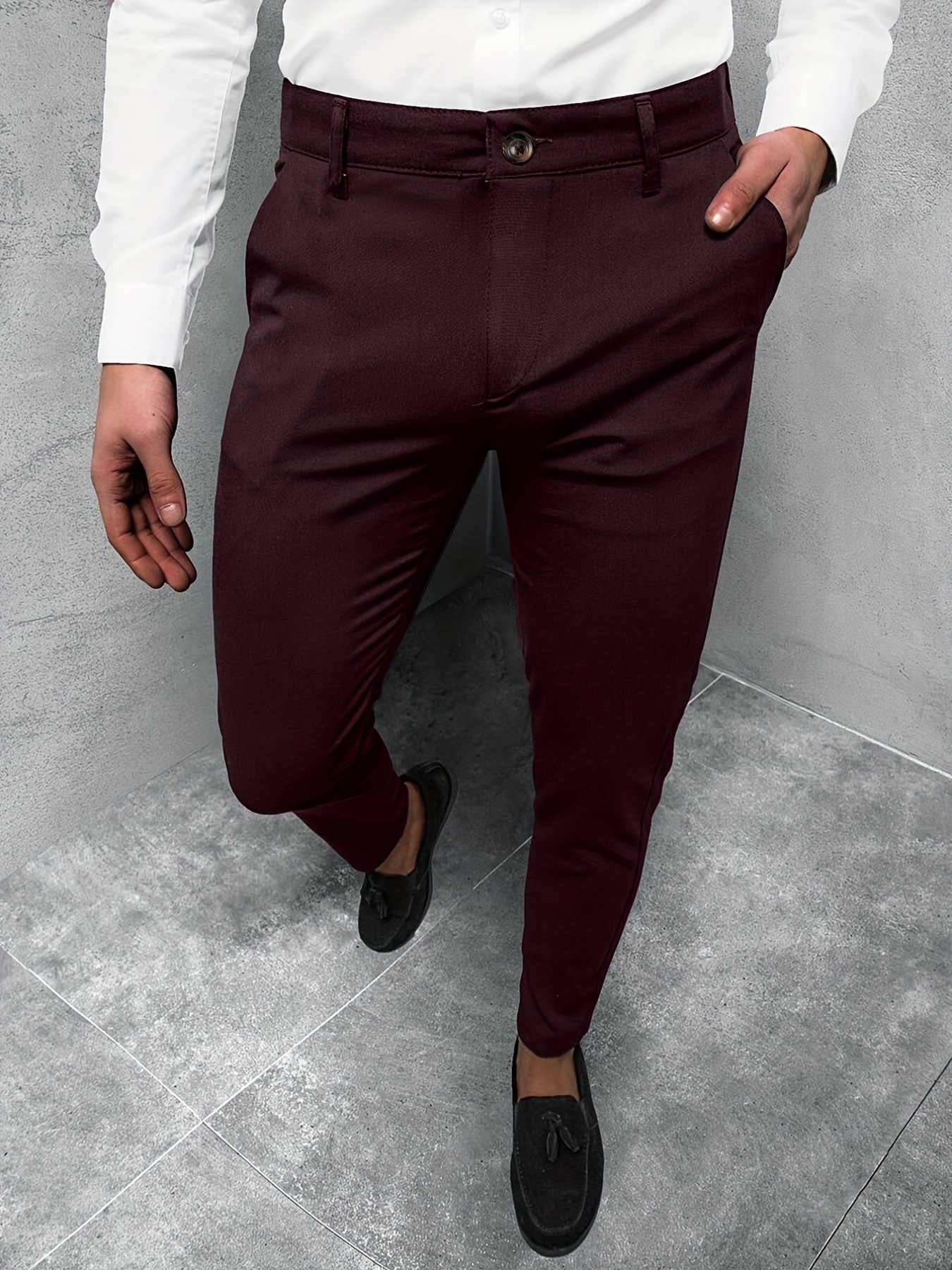 Spandex High Stretch Dress Pants Men's Semi formal Classic - Temu Canada