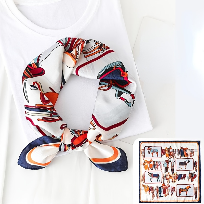 Sweet Printed Silk Square Scarf Bandana for Girls