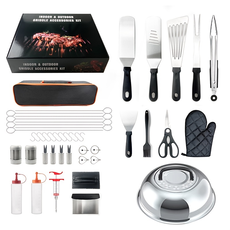 Stainless Steel Griddle Accessories Kit Bbq - Temu