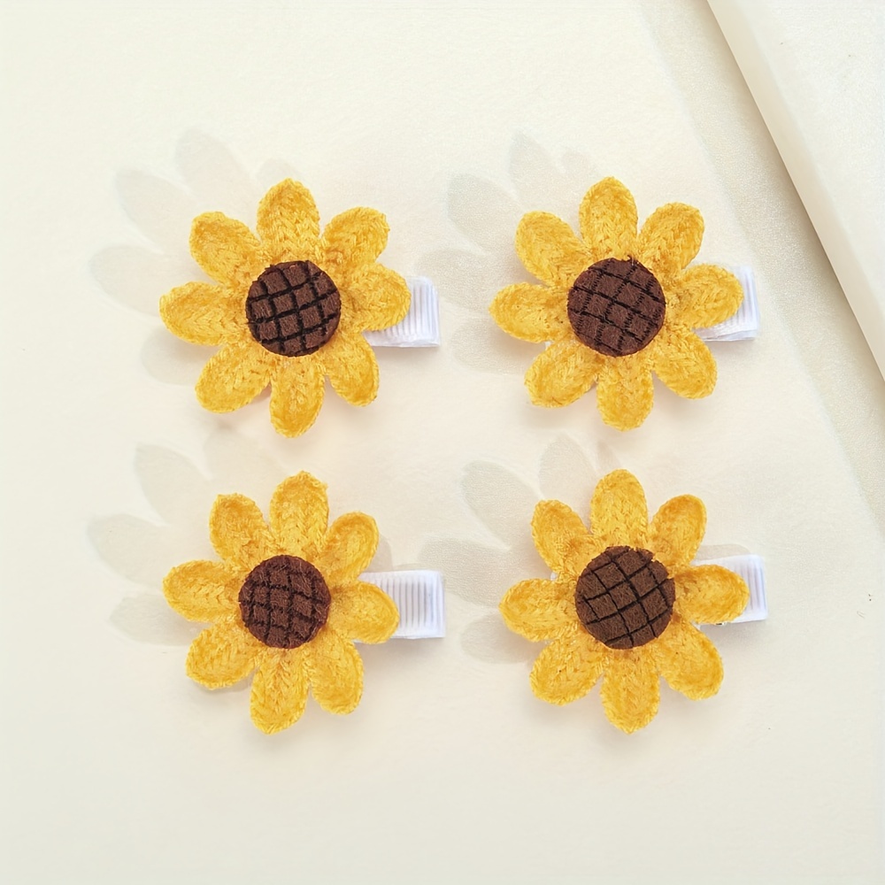 Crochet floral hair clip handmade 1pair sunflower daisy fashion hair  accessories