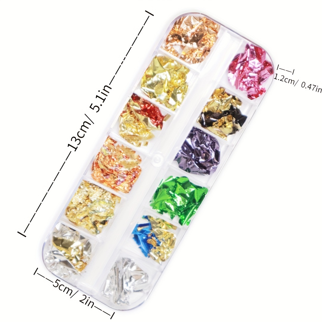 3D Holographic Nail Foil Flakes,Glitter Acrylic Nails Flakes With Laser  Design,6 Grids Metallic Nail Glitter For Nail Art Design