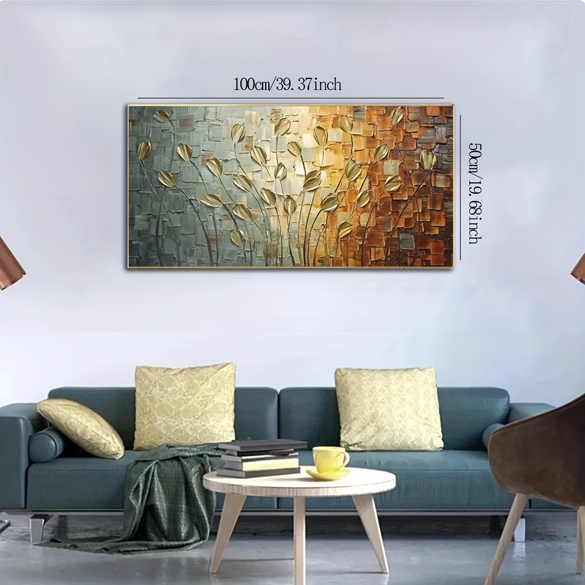 Nordique d'or Feuille Abstraite Fleur Murale Art Toile Tableau