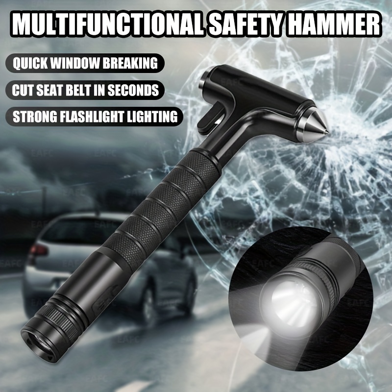 1pcs Multifunctional Safety Hammer, Window Breaker Seat Belt Cutter  Flashlight 3 In 1 Car Emergency Escape Kit Glass Breaker,Premium Car Safety  Hammer