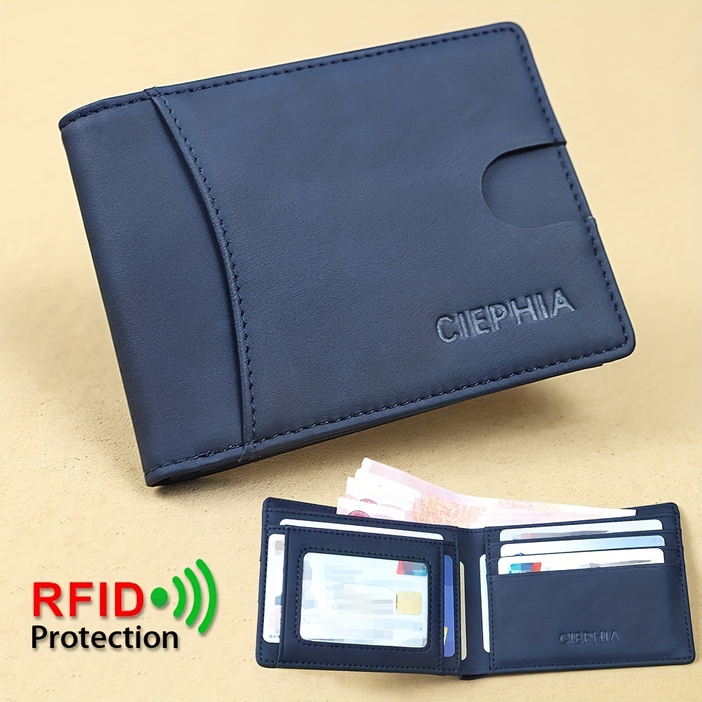 Men's Ultra-thin Wallet, Rfid Anti-theft Brush Thin Short Credit